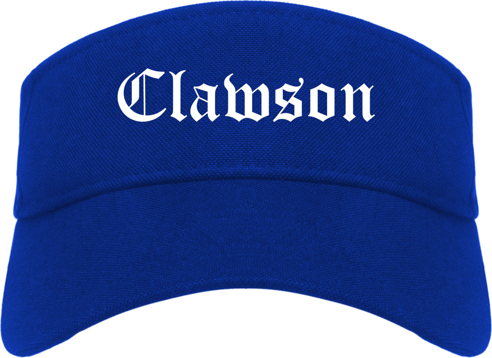 Clawson Michigan MI Old English Mens Visor Cap Hat Royal Blue