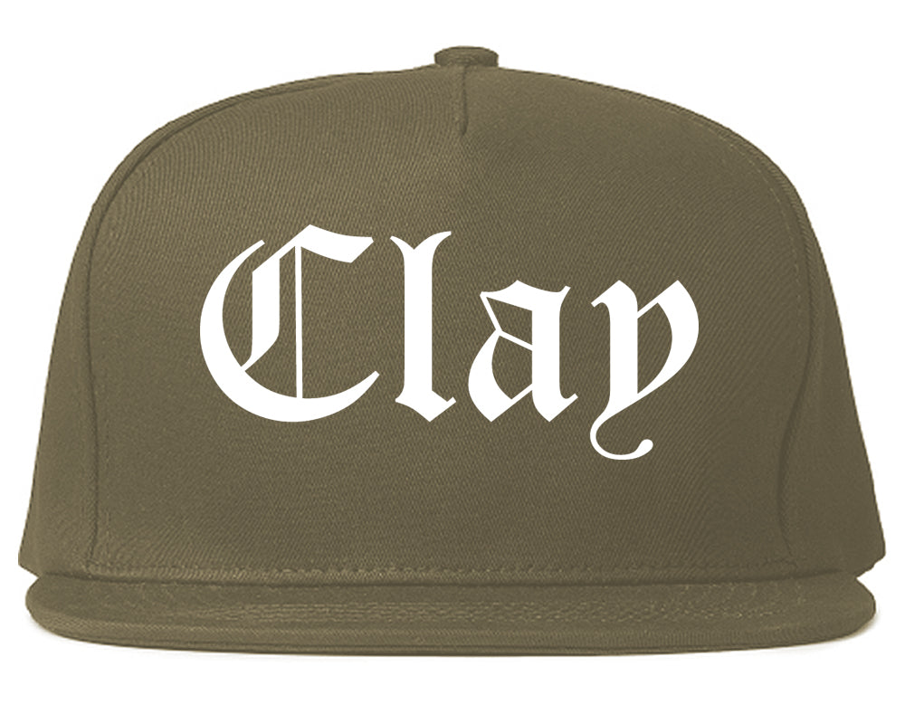 Clay Alabama AL Old English Mens Snapback Hat Grey