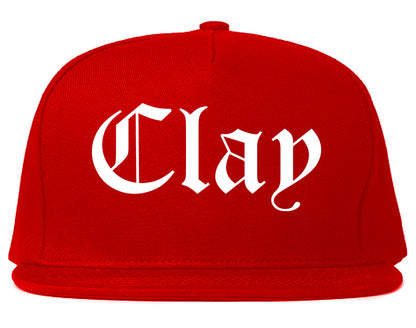 Clay Alabama AL Old English Mens Snapback Hat Red