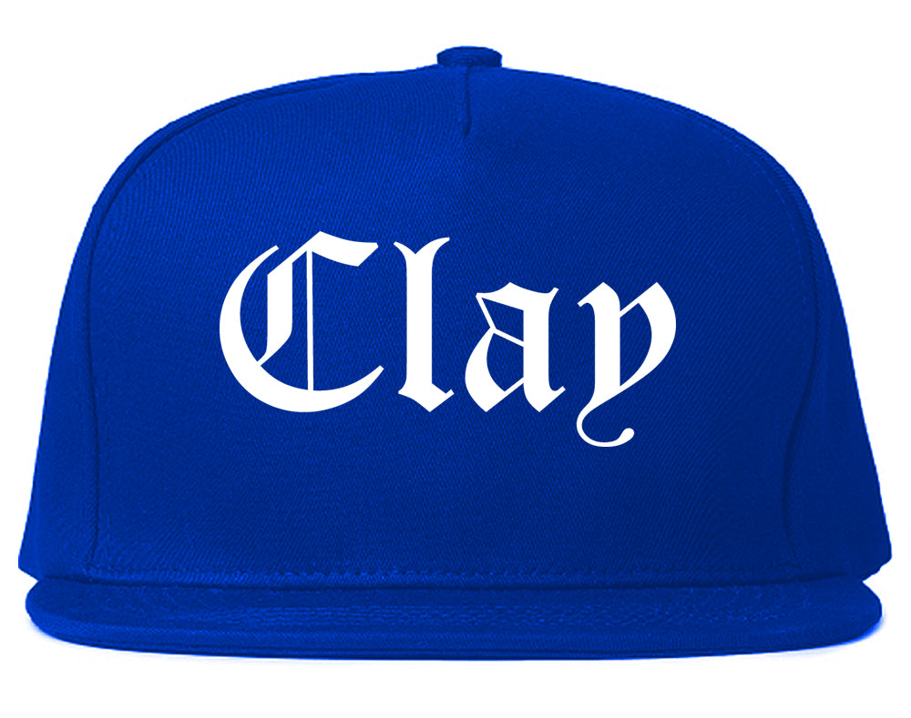 Clay Alabama AL Old English Mens Snapback Hat Royal Blue