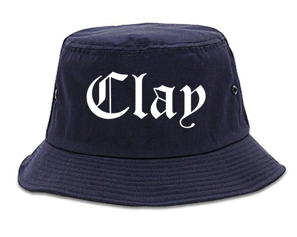 Clay Alabama AL Old English Mens Bucket Hat Navy Blue