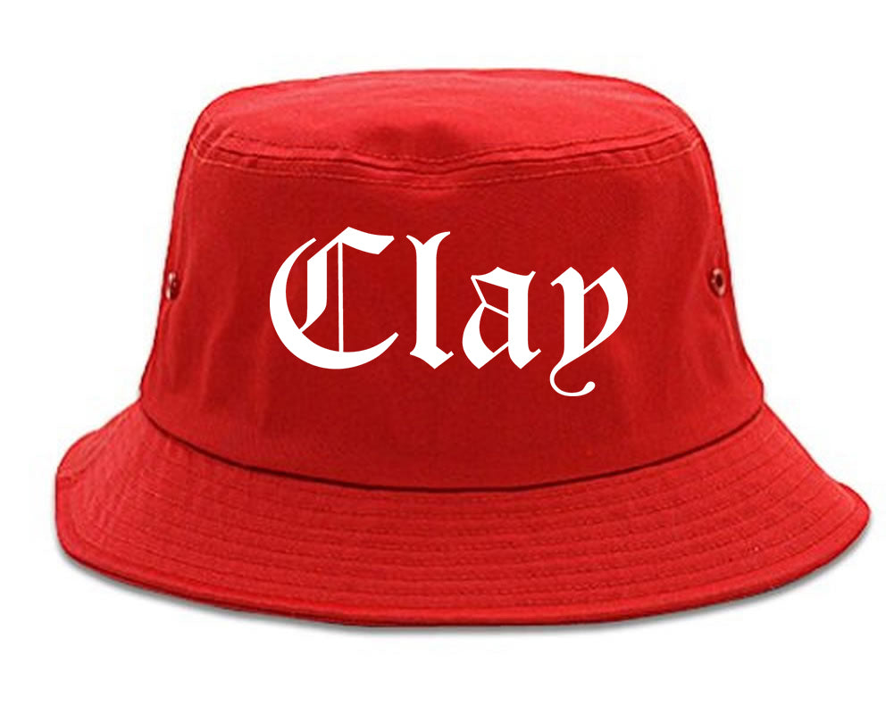 Clay Alabama AL Old English Mens Bucket Hat Red