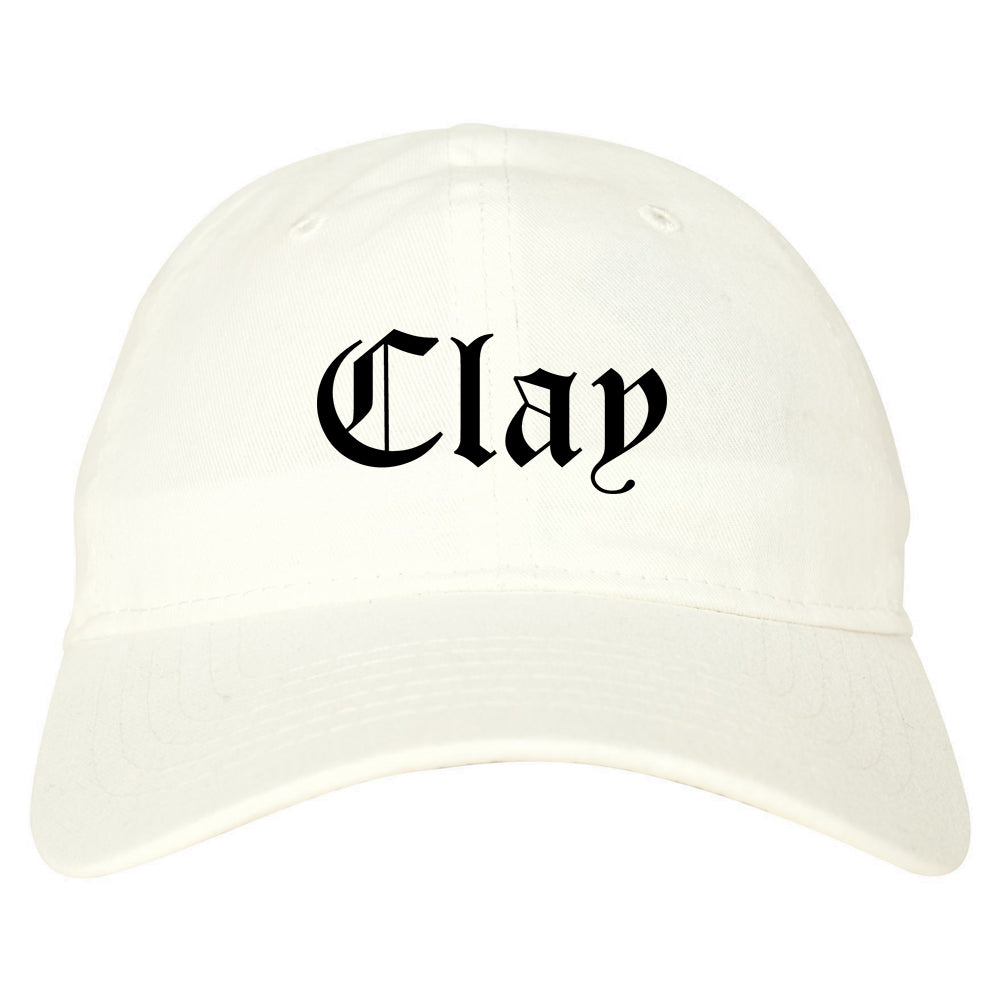 Clay Alabama AL Old English Mens Dad Hat Baseball Cap White