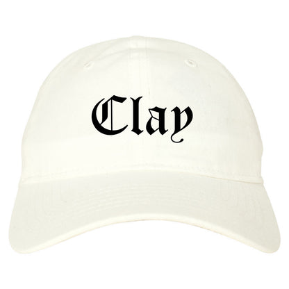 Clay Alabama AL Old English Mens Dad Hat Baseball Cap White