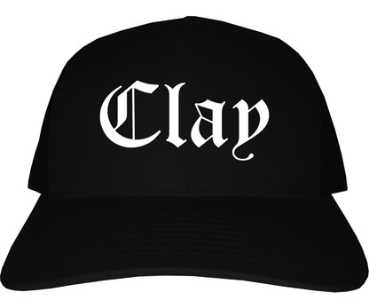 Clay Alabama AL Old English Mens Trucker Hat Cap Black