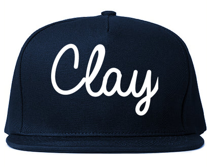 Clay Alabama AL Script Mens Snapback Hat Navy Blue