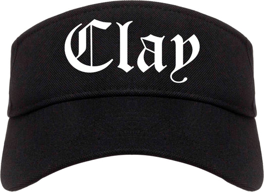 Clay Alabama AL Old English Mens Visor Cap Hat Black