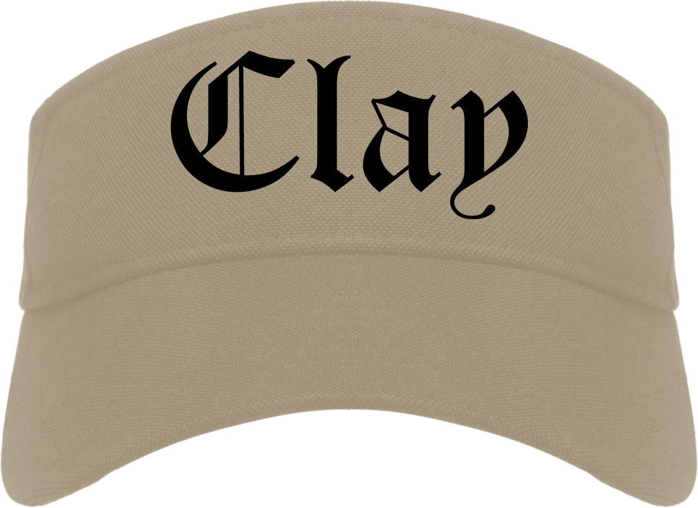 Clay Alabama AL Old English Mens Visor Cap Hat Khaki