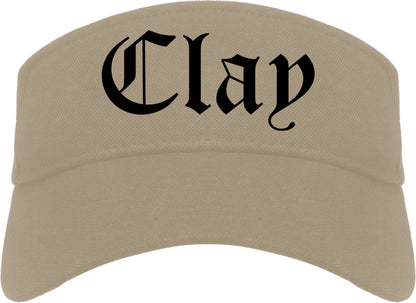 Clay Alabama AL Old English Mens Visor Cap Hat Khaki