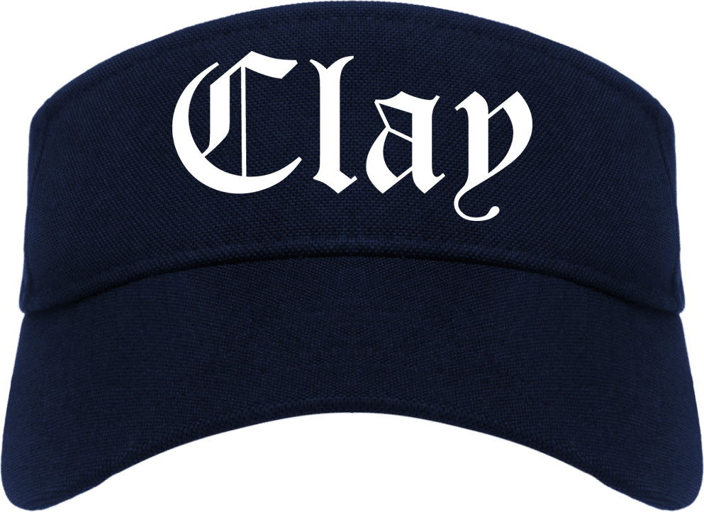 Clay Alabama AL Old English Mens Visor Cap Hat Navy Blue