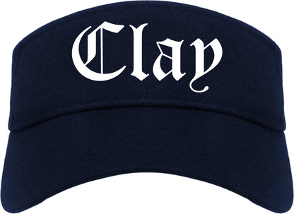 Clay Alabama AL Old English Mens Visor Cap Hat Navy Blue