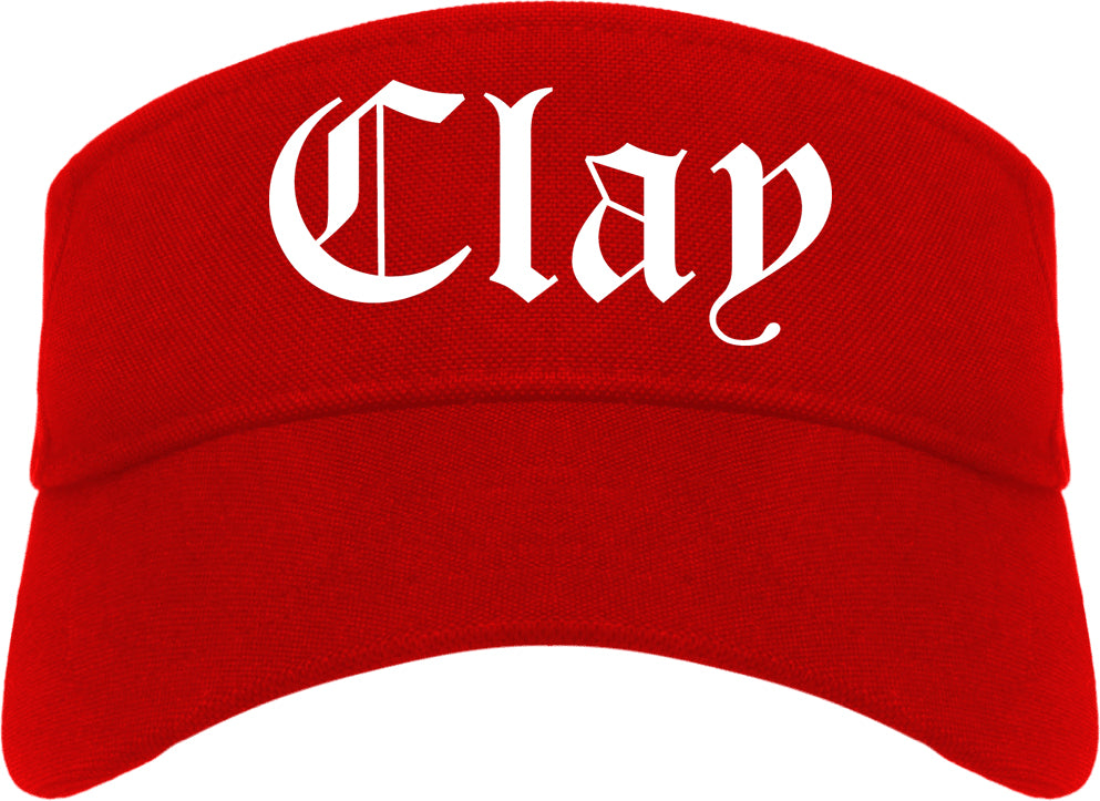 Clay Alabama AL Old English Mens Visor Cap Hat Red