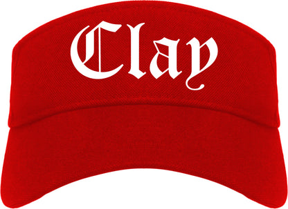 Clay Alabama AL Old English Mens Visor Cap Hat Red