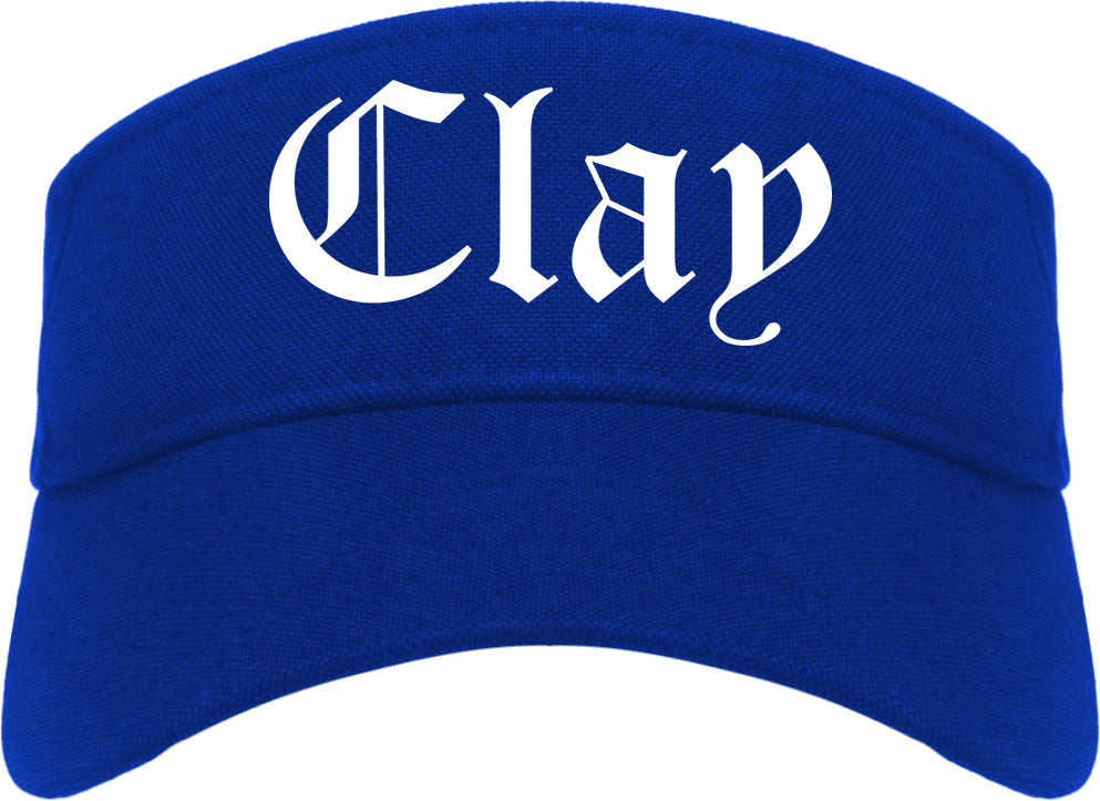 Clay Alabama AL Old English Mens Visor Cap Hat Royal Blue