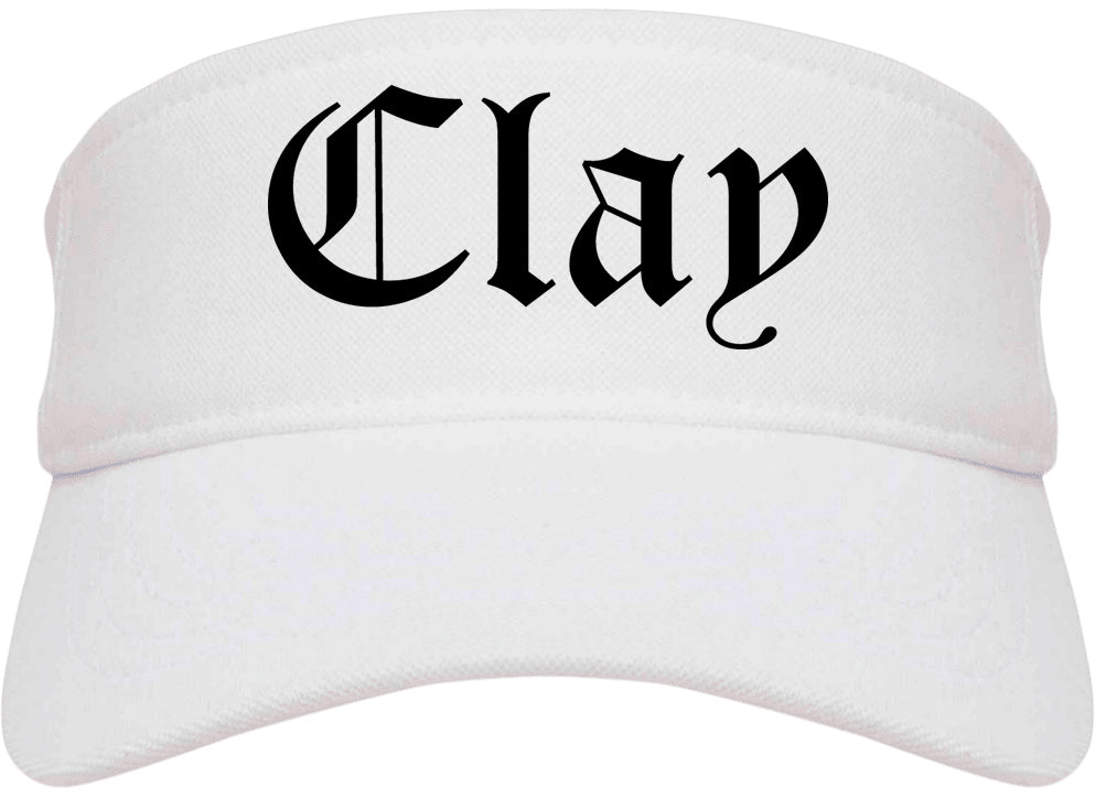 Clay Alabama AL Old English Mens Visor Cap Hat White