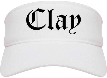 Clay Alabama AL Old English Mens Visor Cap Hat White