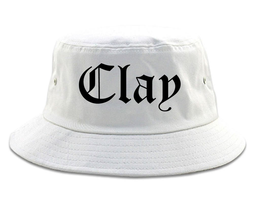 Clay Alabama AL Old English Mens Bucket Hat White