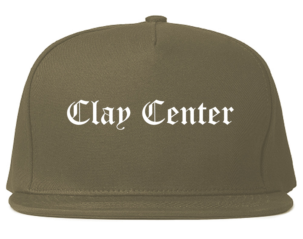 Clay Center Kansas KS Old English Mens Snapback Hat Grey