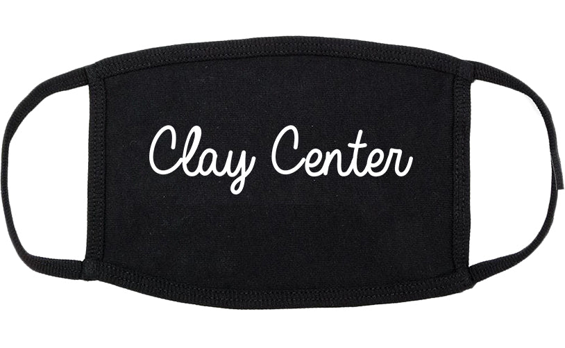 Clay Center Kansas KS Script Cotton Face Mask Black