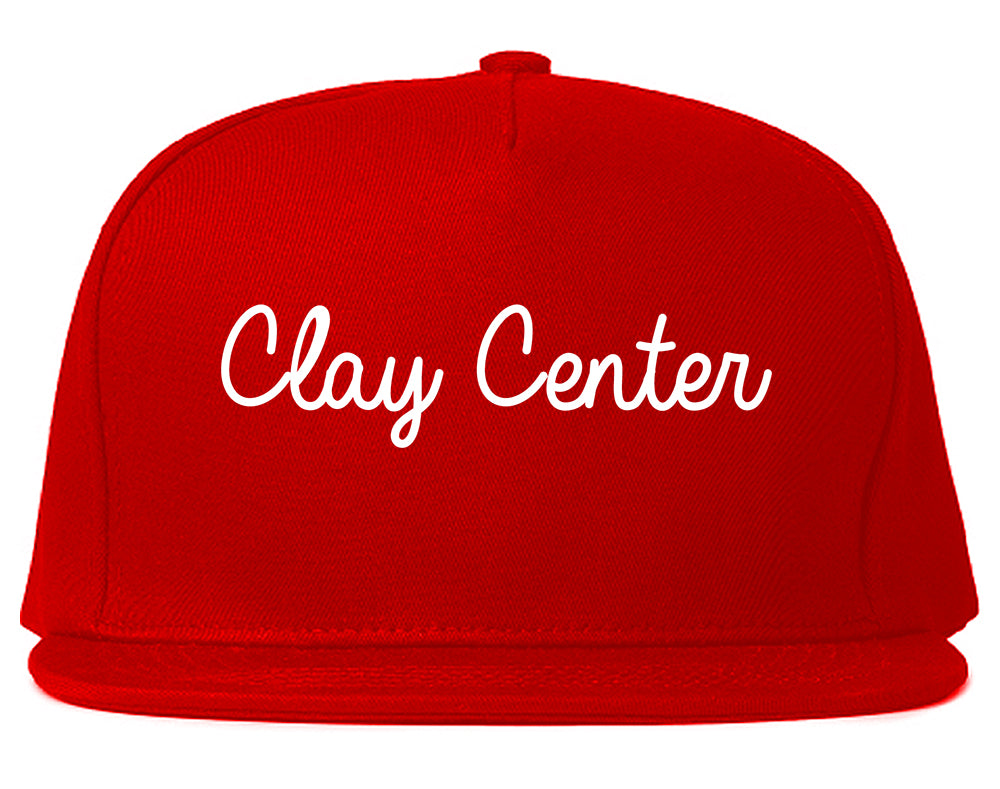 Clay Center Kansas KS Script Mens Snapback Hat Red