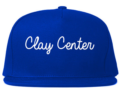 Clay Center Kansas KS Script Mens Snapback Hat Royal Blue