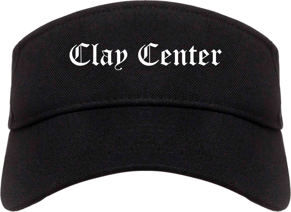Clay Center Kansas KS Old English Mens Visor Cap Hat Black