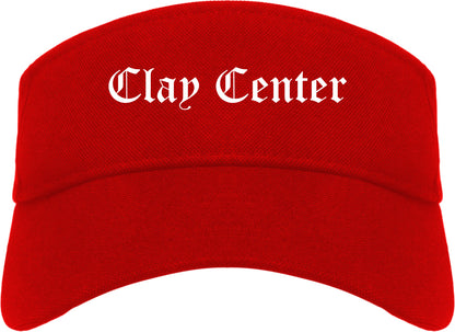 Clay Center Kansas KS Old English Mens Visor Cap Hat Red