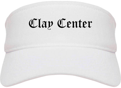 Clay Center Kansas KS Old English Mens Visor Cap Hat White