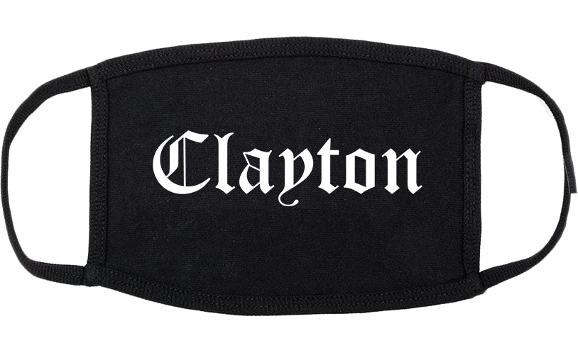 Clayton New Jersey NJ Old English Cotton Face Mask Black