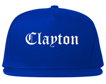 Clayton New Jersey NJ Old English Mens Snapback Hat Royal Blue