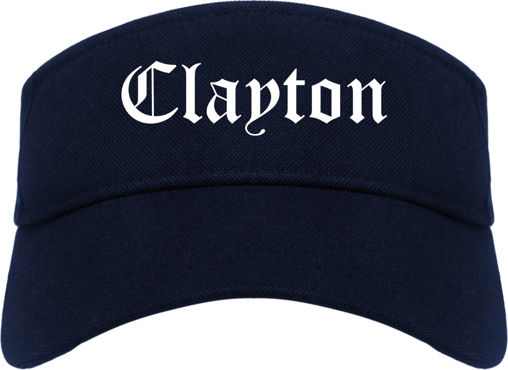 Clayton New Jersey NJ Old English Mens Visor Cap Hat Navy Blue