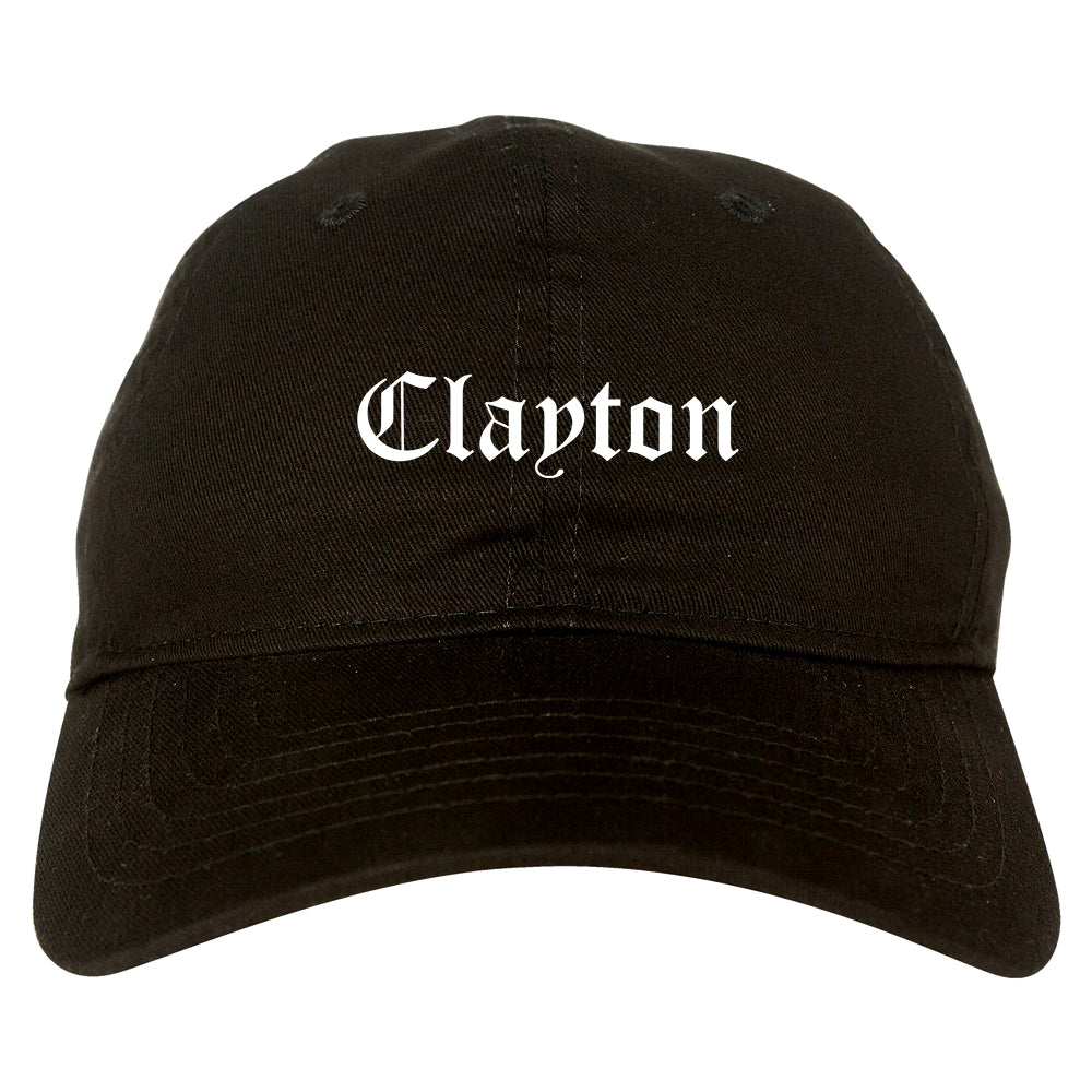 Clayton North Carolina NC Old English Mens Dad Hat Baseball Cap Black