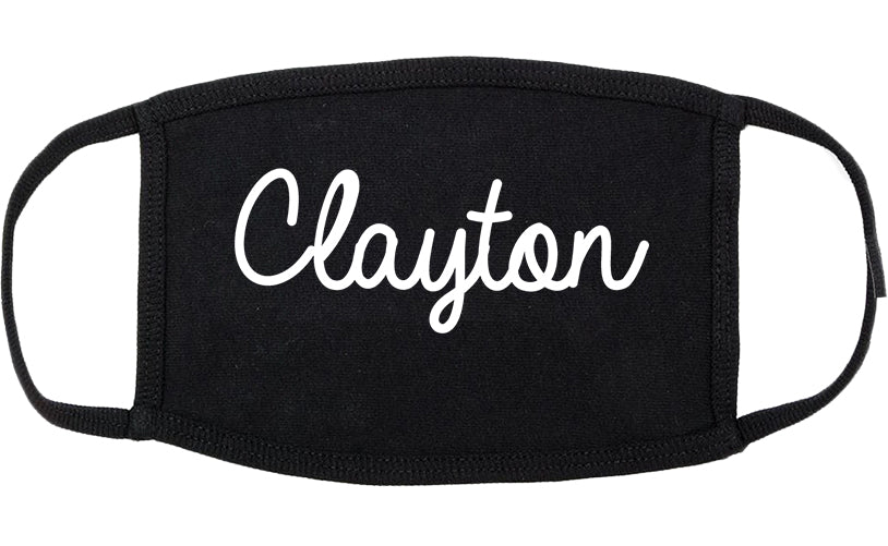 Clayton North Carolina NC Script Cotton Face Mask Black