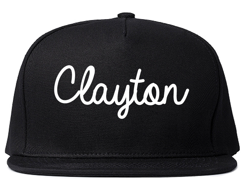 Clayton North Carolina NC Script Mens Snapback Hat Black