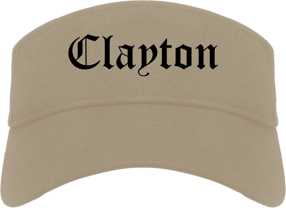 Clayton North Carolina NC Old English Mens Visor Cap Hat Khaki