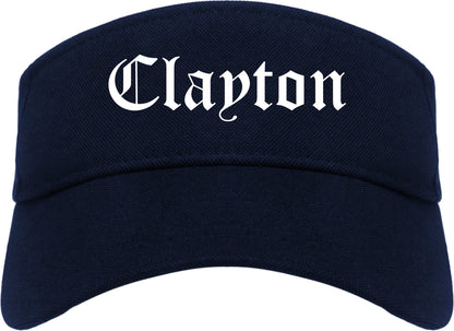Clayton North Carolina NC Old English Mens Visor Cap Hat Navy Blue