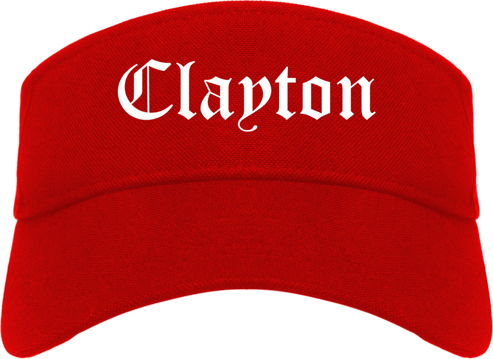 Clayton North Carolina NC Old English Mens Visor Cap Hat Red