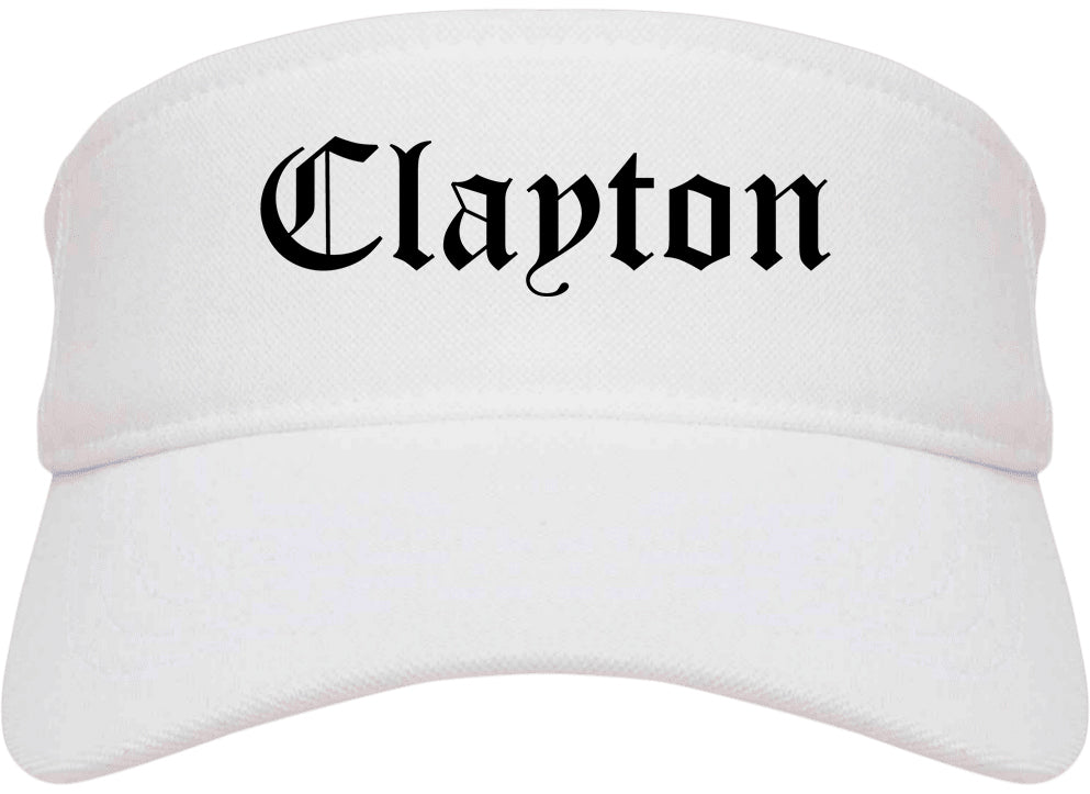 Clayton North Carolina NC Old English Mens Visor Cap Hat White