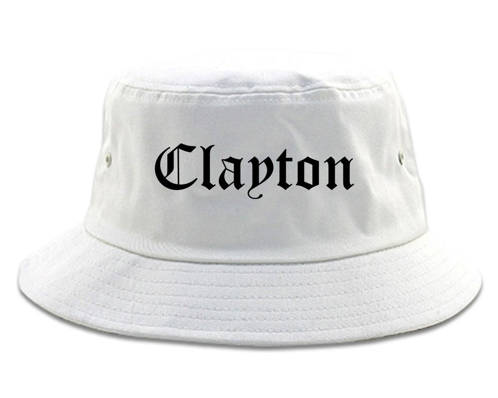 Clayton North Carolina NC Old English Mens Bucket Hat White