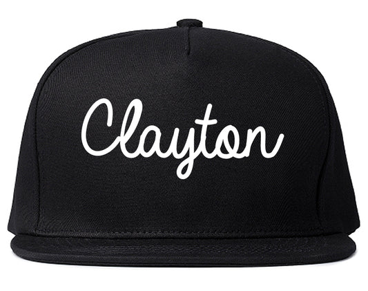 Clayton Ohio OH Script Mens Snapback Hat Black
