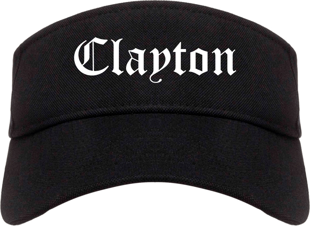 Clayton Ohio OH Old English Mens Visor Cap Hat Black