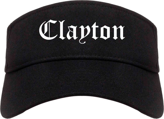 Clayton Ohio OH Old English Mens Visor Cap Hat Black