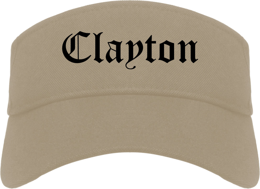 Clayton Ohio OH Old English Mens Visor Cap Hat Khaki
