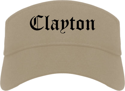 Clayton Ohio OH Old English Mens Visor Cap Hat Khaki