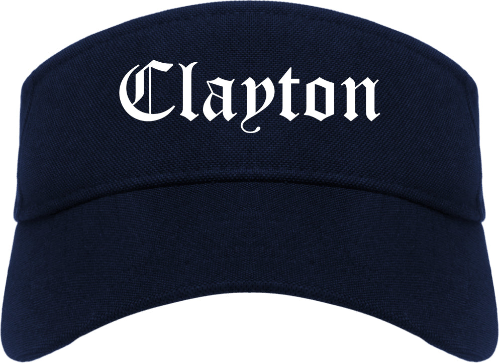 Clayton Ohio OH Old English Mens Visor Cap Hat Navy Blue