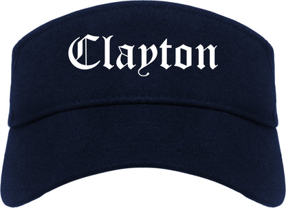 Clayton Ohio OH Old English Mens Visor Cap Hat Navy Blue
