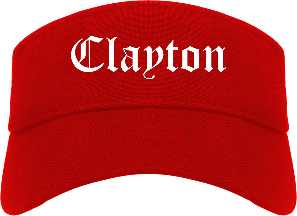 Clayton Ohio OH Old English Mens Visor Cap Hat Red