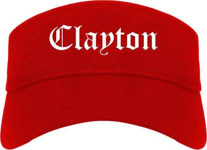 Clayton Ohio OH Old English Mens Visor Cap Hat Red