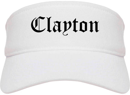 Clayton Ohio OH Old English Mens Visor Cap Hat White