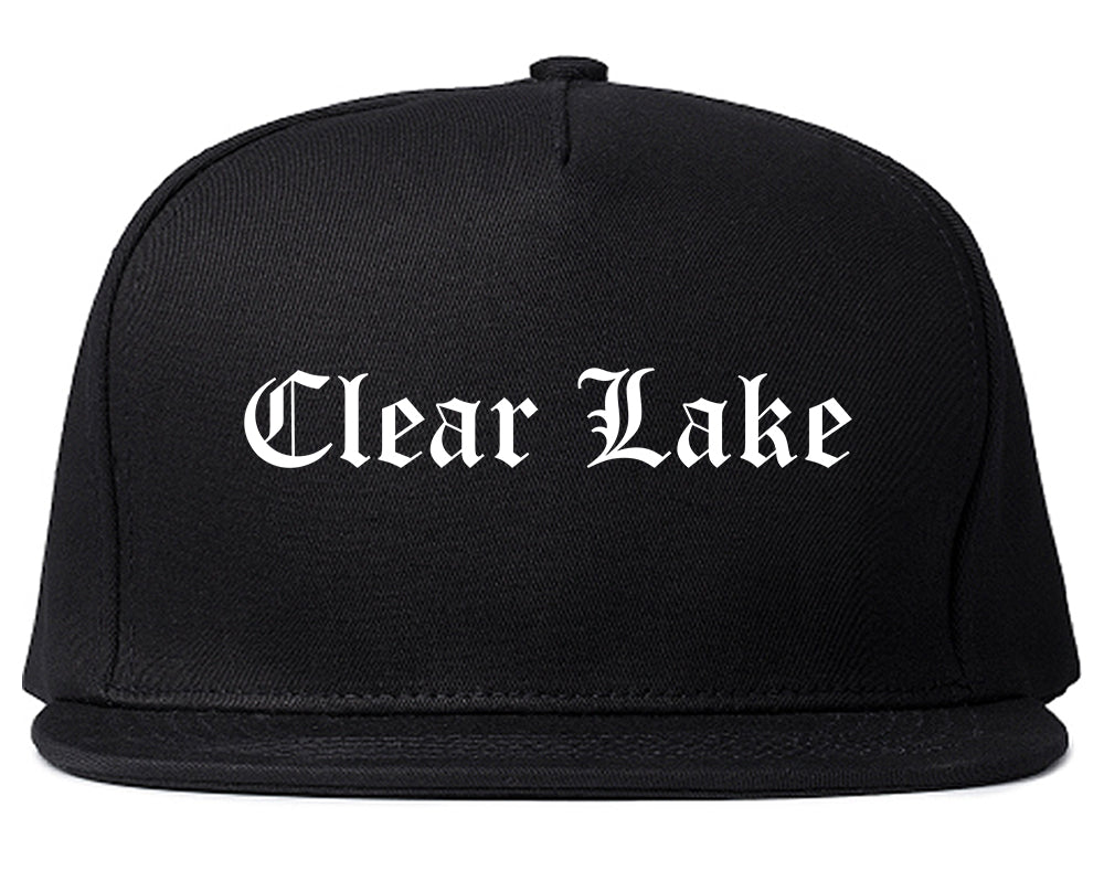Clear Lake Iowa IA Old English Mens Snapback Hat Black